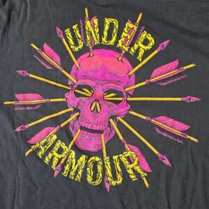 Limited Under Armour Pink Skull and Arrows Mens T-shirt Black Size Medium